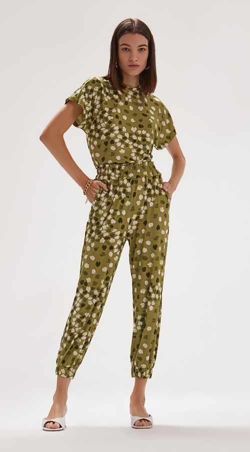 Calça Iódice Pijama Cós Elástico Básica Verde