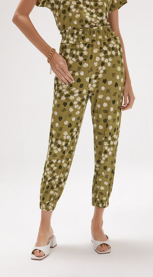 Calça Iódice Pijama Cós Elástico Básica Verde