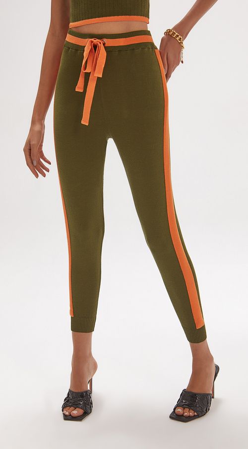 Calca Iódice Jogging Cós Alto Bicolor Verde Escuro
