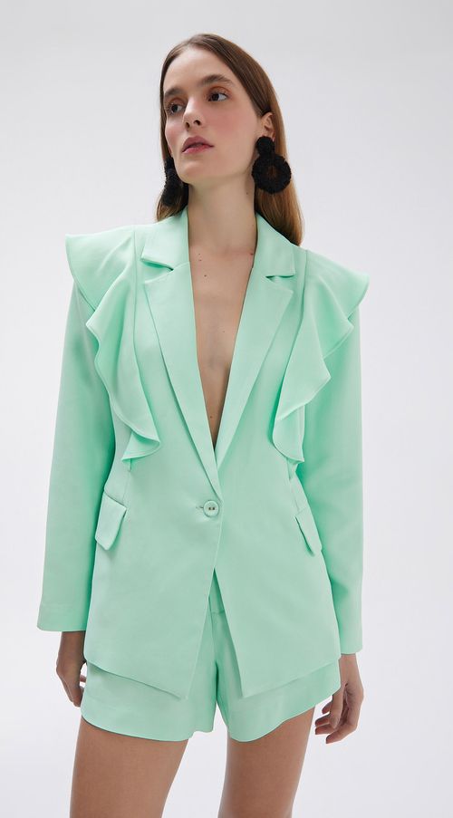 Blazer Iódice Com Babado Verde