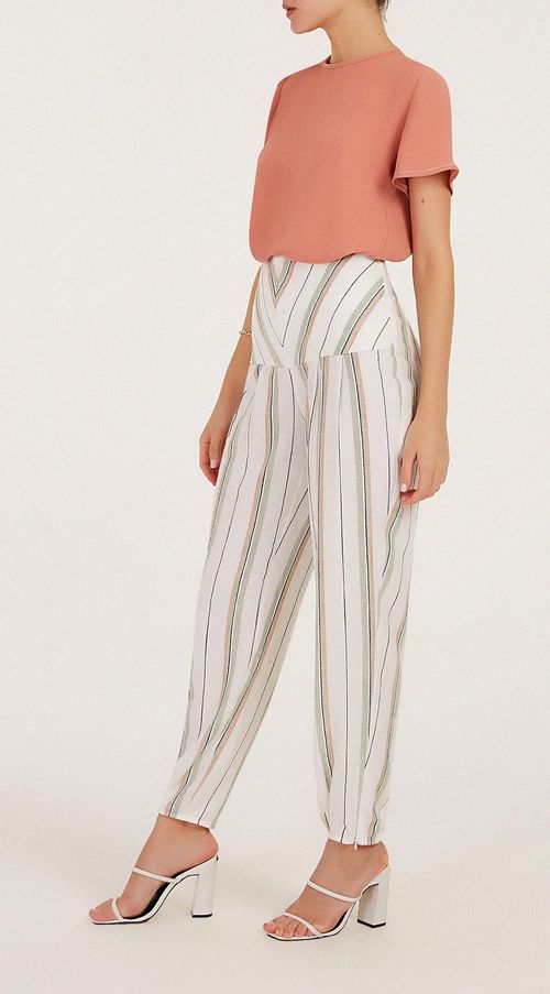Calca Iódice Cenoura Cós Largo Listrada Off White