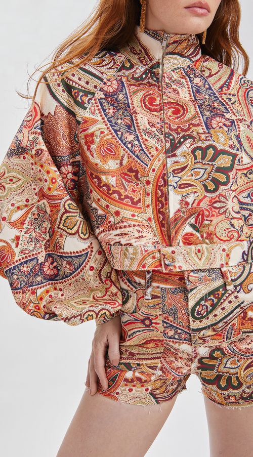 Jaqueta Iódice Cropped Detalhe Zíper Vermelho