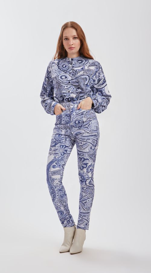 Calca Iódice Skinny Cós Alto Básica Azul