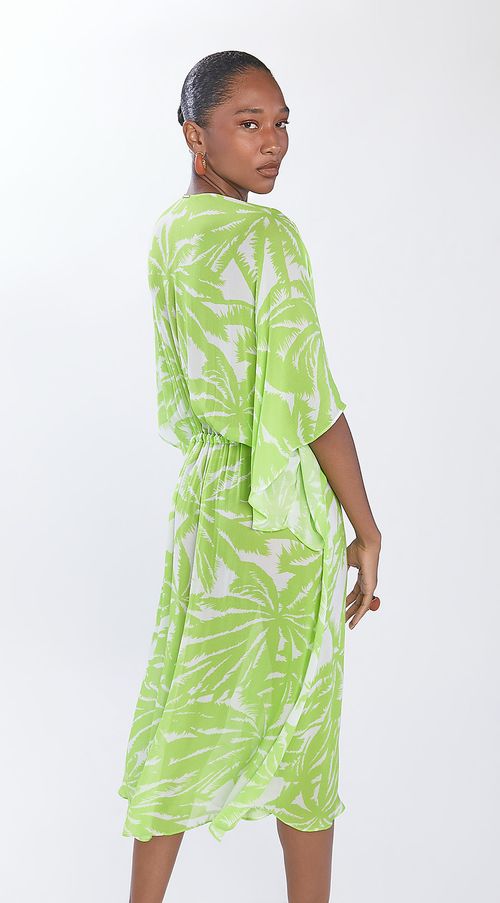 Blusa Iódice Decote V Manga Curta Amarração Frente Verde