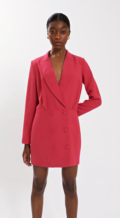 Vestido Iódice Curto Decote Transpassado Com Botão Rosa