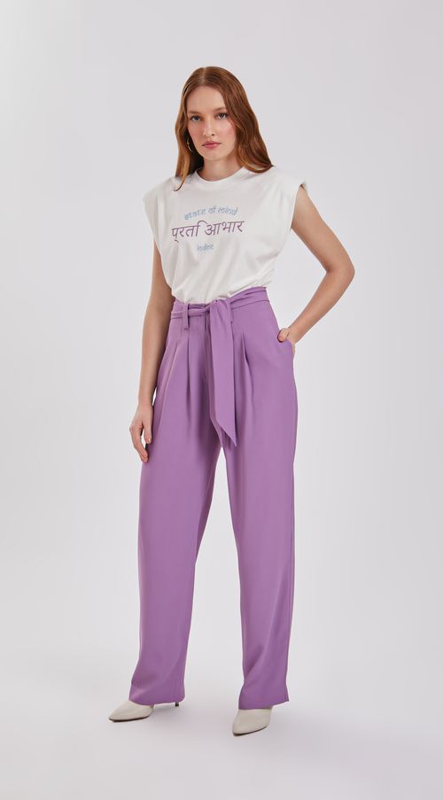 Calca Iódice Reta Cós Alto Premium Lilas