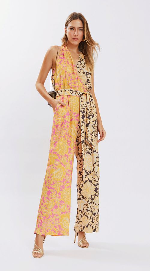 Macacao Iódice Pantalona Com Franzidos Amarelo