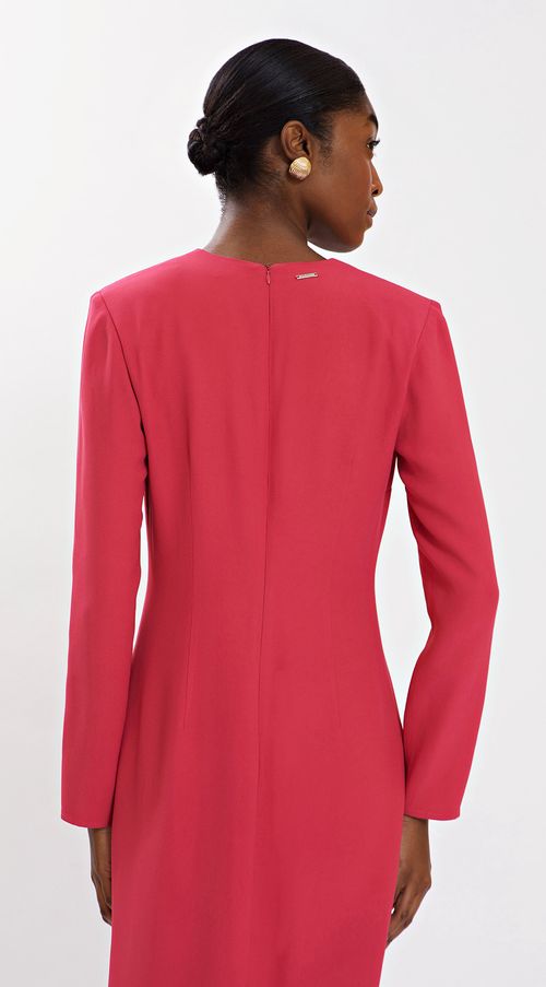 Vestido Iódice Longo Decote V Com Fenda Rosa