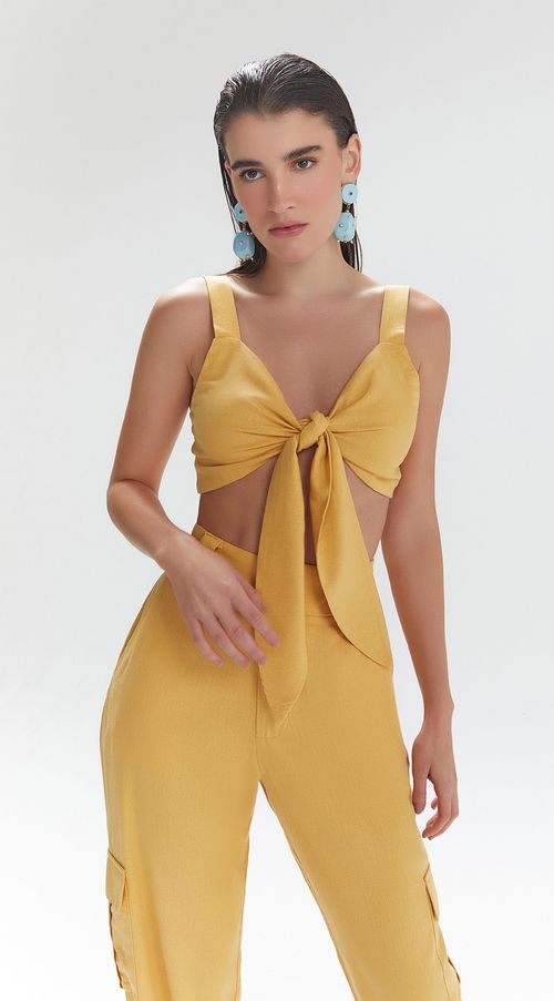Top Iódice Justo Alça Com Amarração Amarelo
