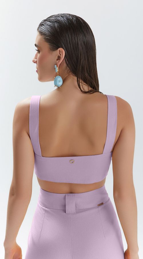 Top Iódice Justo Alça Com Amarração Lilas