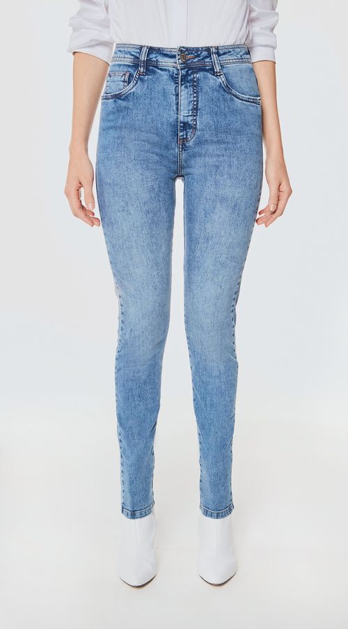 Calca Iódice Skinny Cós Alto Bolso Relogio Jeans