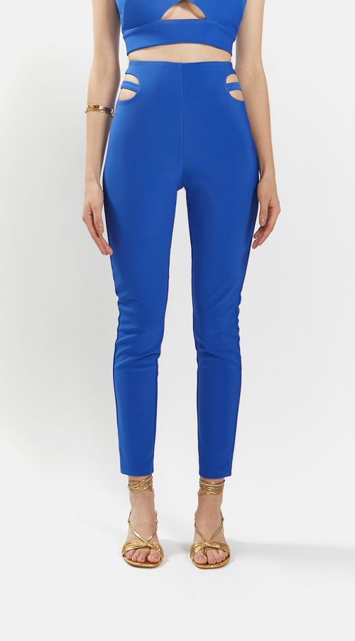Calca Iódice Legging Cós Alto Com Recorte Azul