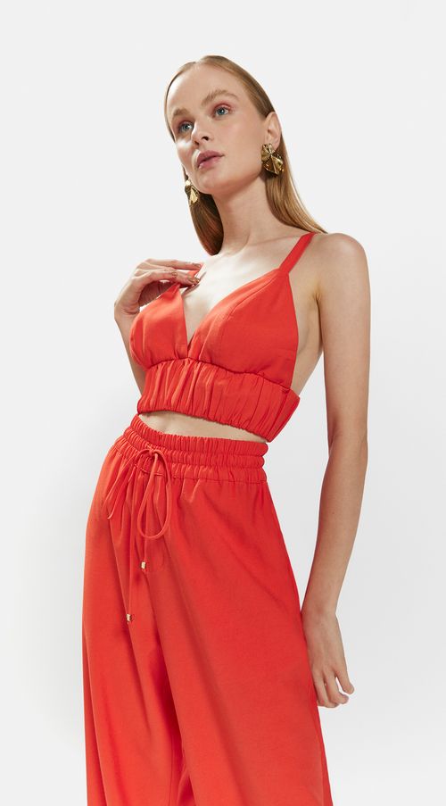 Top Iódice Justo Alça Larga Decote Transpassado Vermelho