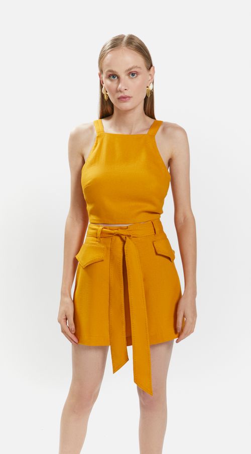 Shorts Iódice Linha A Com Amarração Amarelo