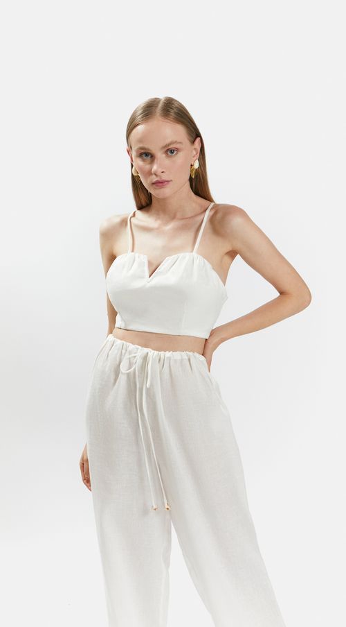 Top Iódice Justo Alça Decote V Off White
