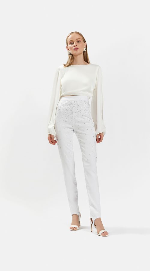 Calca Iódice Jegging Cós Alto Com Termocolante Branco