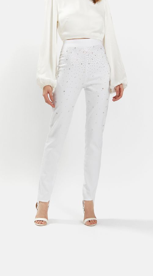 Calca Iódice Jegging Cós Alto Com Termocolante Branco