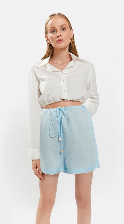 Shorts Iódice Linha A Com Amarração Azul
