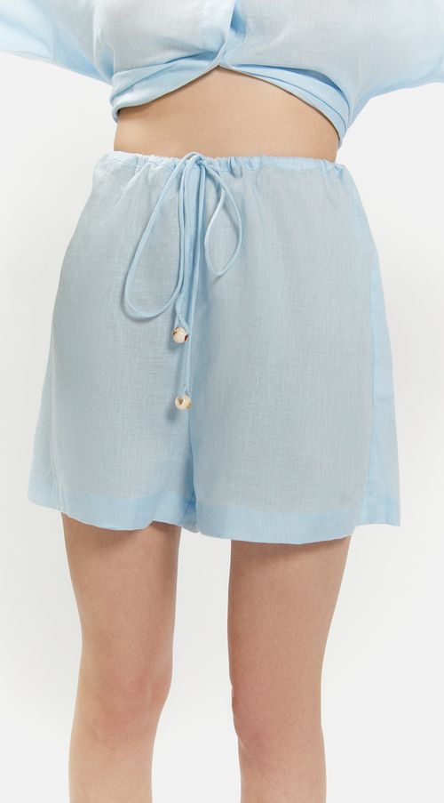 Shorts Iódice Linha A Com Amarração Azul