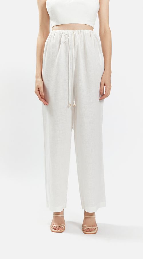 Calca Iódice Reta Cós Amarração Básica Off White