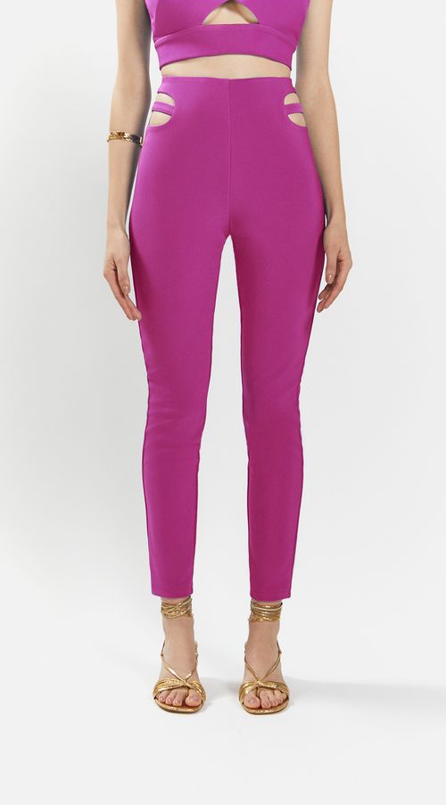Calca Iódice Legging Cós Alto Com Recorte Rosa