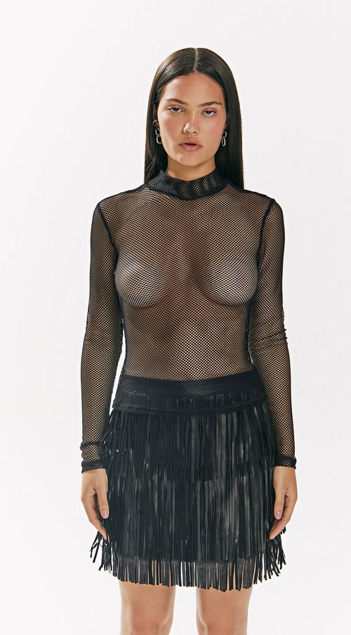 Blusa Iódice Gola Alta Manga Longa Básica Preto