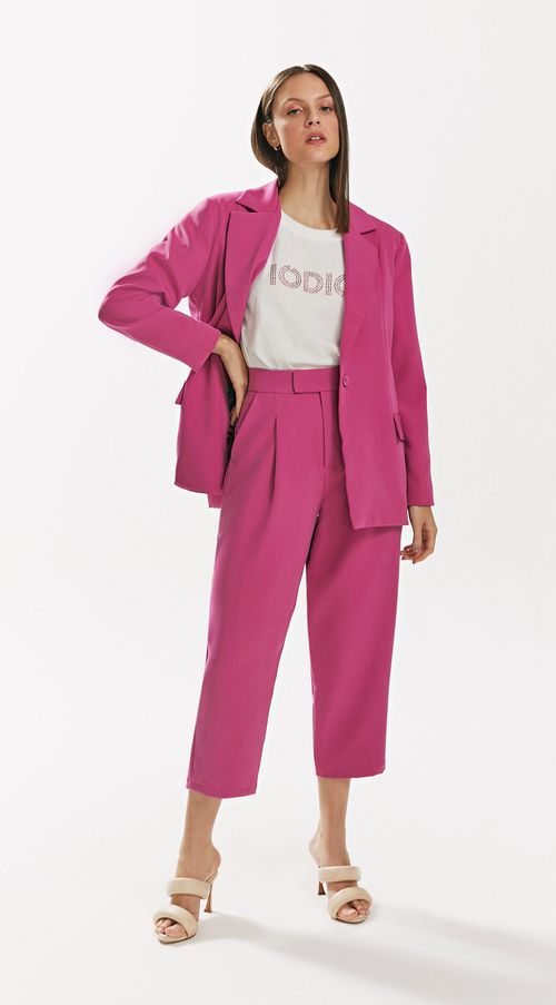 Calca Iódice Cenoura Cós Alto Bolso Faca Pink