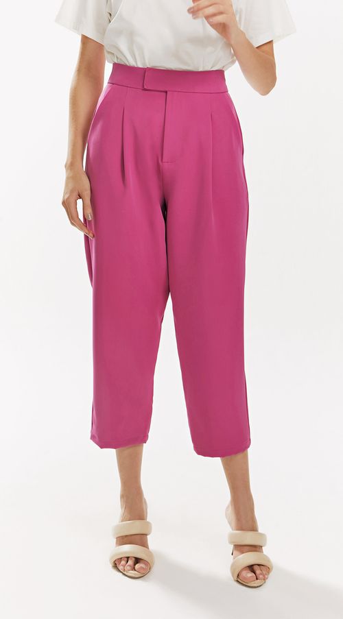 Calca Iódice Cenoura Cós Alto Bolso Faca Pink