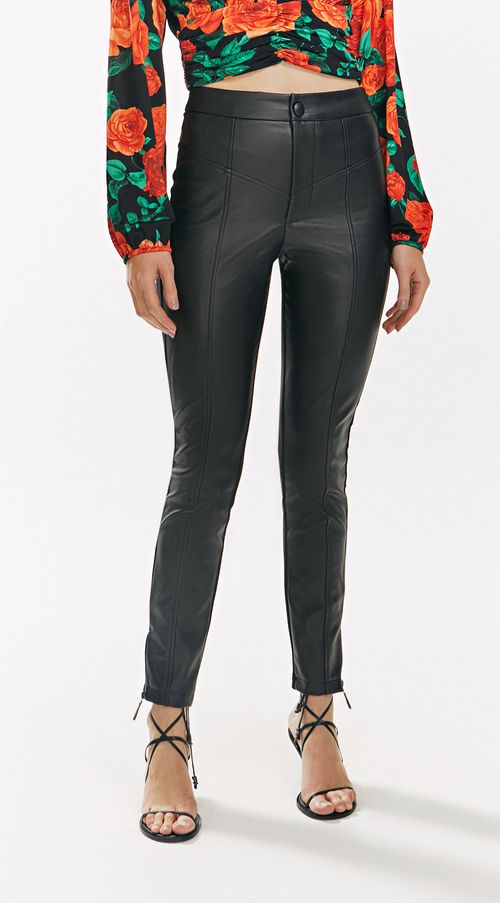 Calca Iódice Legging Cós Alto Composê De Tecidos Preto