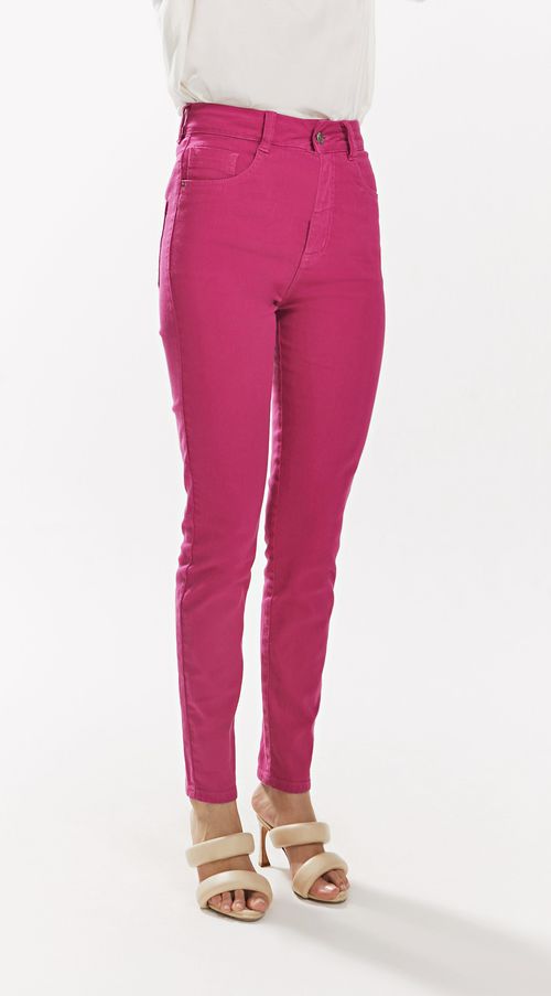 Calca Iódice Skinny Cós Alto Detalhe Lateral Pink