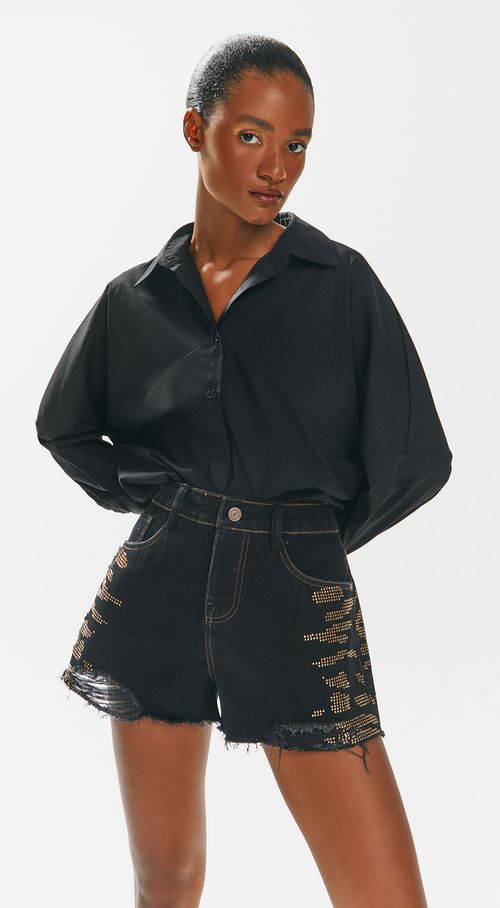 Shorts Iódice Five Pockets Com Termocolante Preto
