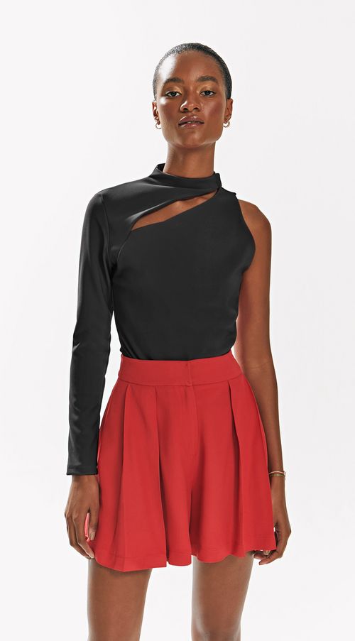 Shorts Iódice Evasê Com Pregas Vermelho