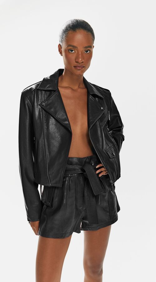 Jaqueta Iódice Biker Detalhe Zíper Preto