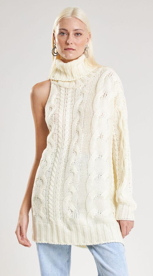 Blusa Iódice Gola Alta Manga Longa Tricôt Off White