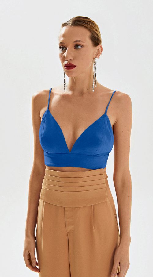 Top Iódice Justo Alça Detalhe Elástico Azul