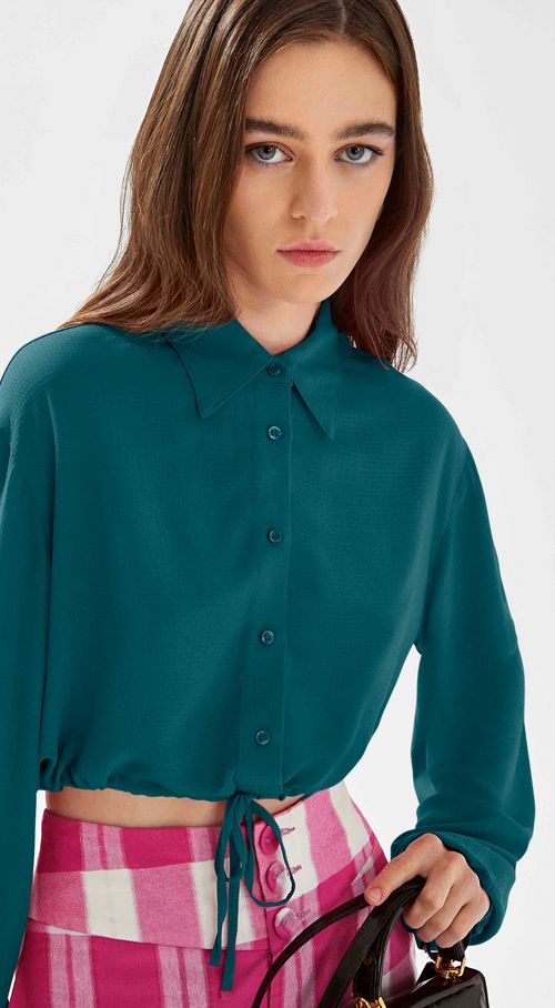 Camisa Iódice Manga Longa Com Amarração Verde