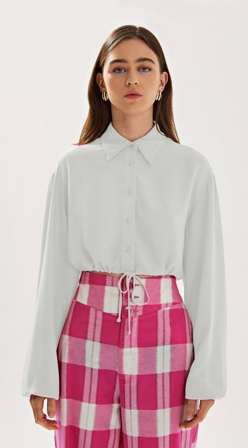 Camisa Iódice Manga Longa Com Amarração Off White