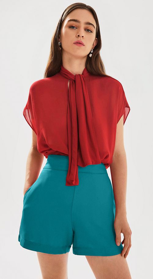 Shorts Iódice Reto Com Nervura Azul