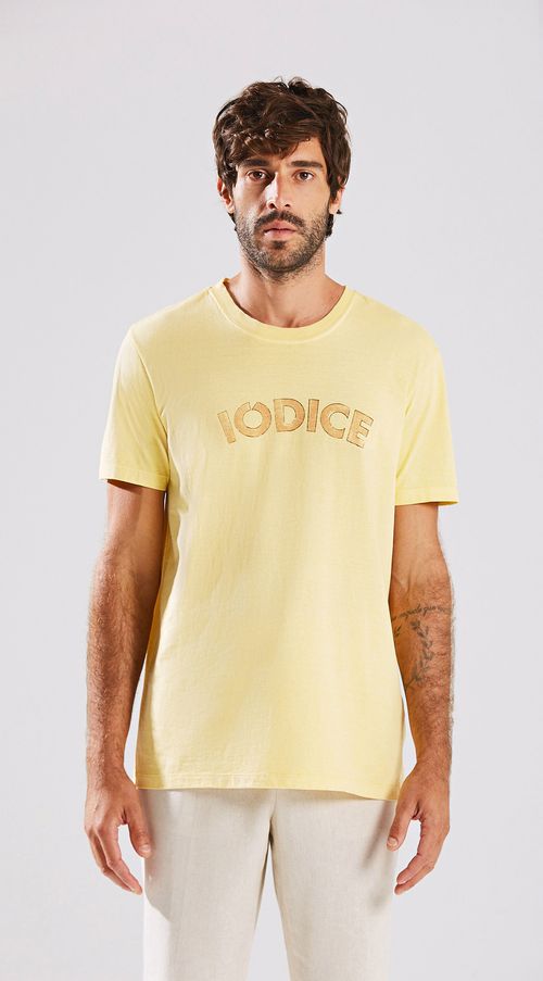 Camiseta Reta Careca Estampa Frente Lavado Amarelo