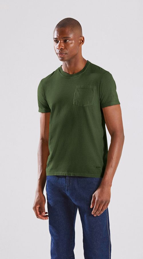 Camiseta Reta Decote Redondo Com Bolso Verde