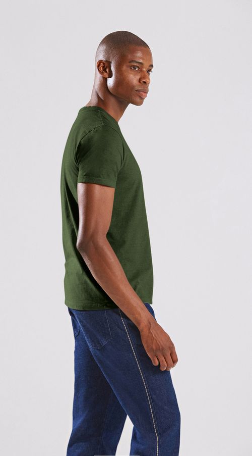 Camiseta Reta Decote Redondo Com Bolso Verde