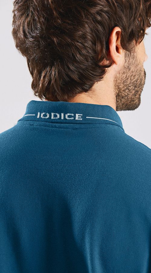 Camiseta Regular Gola Polo Detalhe Friso Com Logo Azul