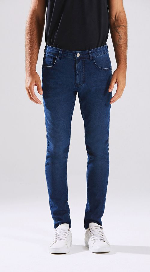 Calca Skinny Cós Baixo Detalhe Bolso Traseiro Jeans
