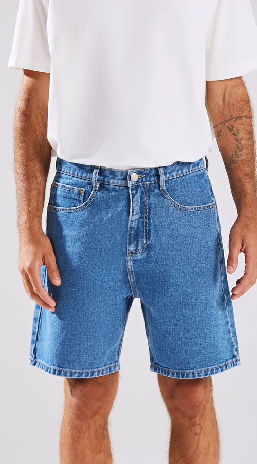 Bermuda Reta Bolso Relogio Jeans
