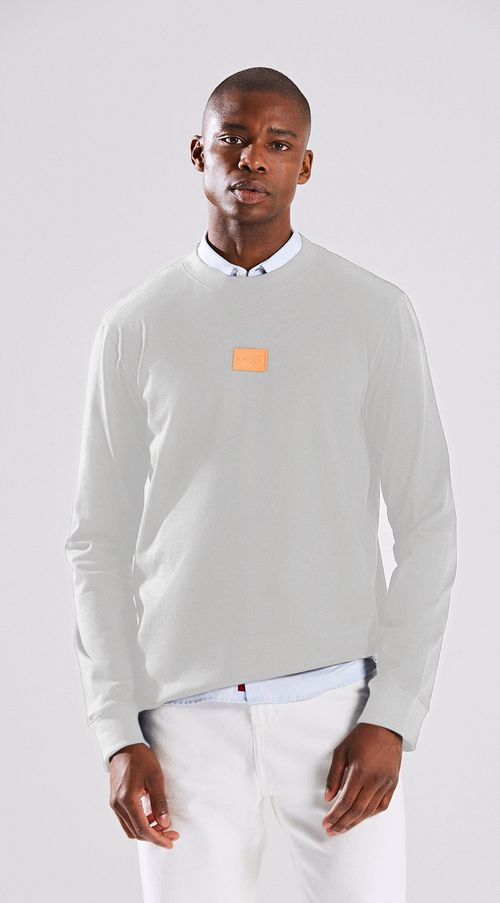 Blusa Gola Redonda Manga Longa Detalhe Etiqueta Off White