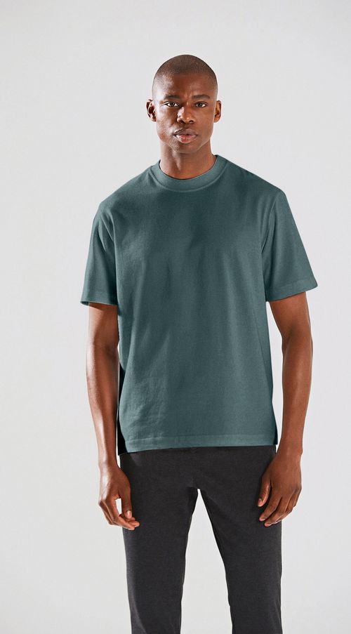 Camiseta Oversized Decote Redondo Básica Azul