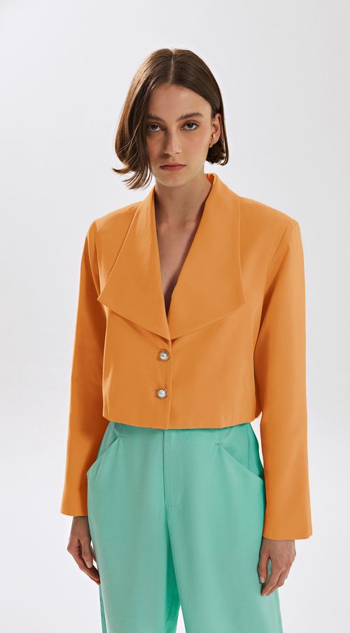Blazer Iódice Detalhe Botão Laranja