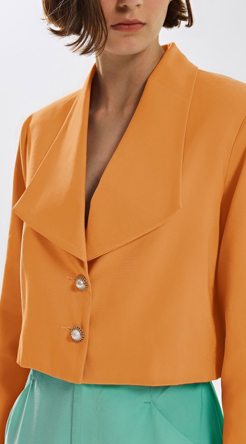 Blazer Iódice Detalhe Botão Laranja
