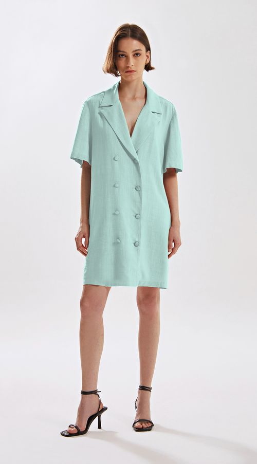Vestido Iódice Curto Decote V Com Faixa Verde Claro