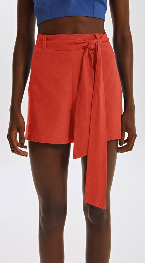 Shorts Iódice Evasê Com Faixa Vermelho